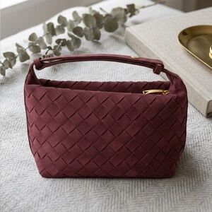 Woven Burgundy Shoulder Bag - Women